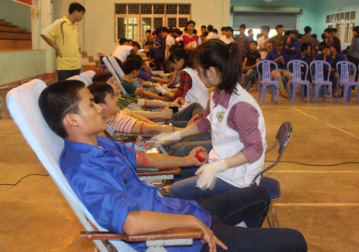 Phối hợp với đoàn thanh niên nhà trường tổ chức hoạt động hiến máu tình nguyện hàng năm